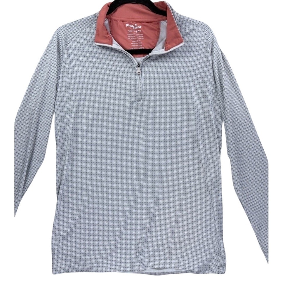 Birdie Bound Pullover Womens XS Grey Houndstooth 1/4 Zip Tech Golf Shirt‎ Top